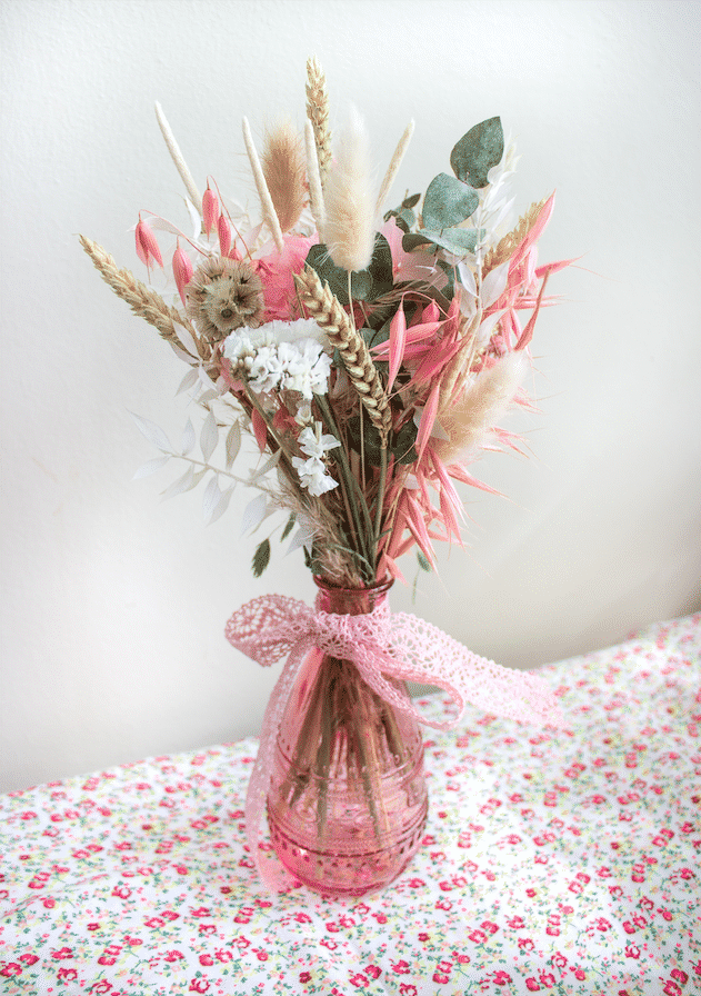 Vase de fleurs séchées - rose